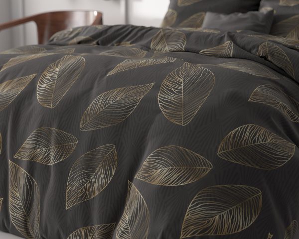 Sleeptime Golden leaf Antraciet 200 x 220 cm - Afbeelding 3