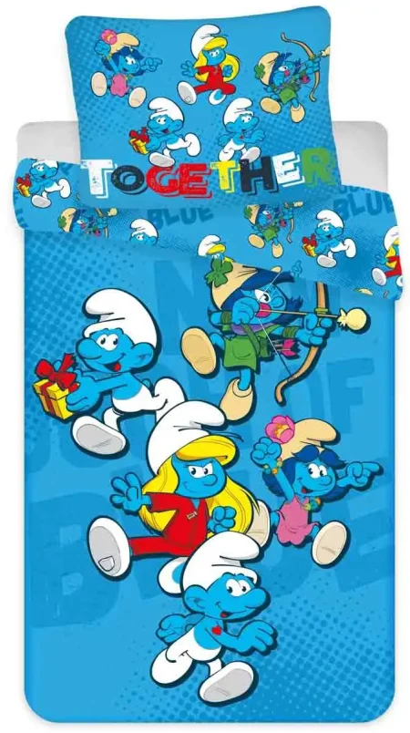 Smurfen dekbedovertrek katoen 140 x 200 cm 63x63cm