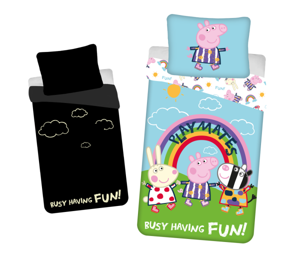 Peppa Pig Dekbedovertrek Busy Glow in the Dark 140 x 200 cm - Afbeelding 2