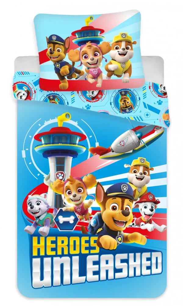 Paw Patrol dekbedovertrek happy blauw  140 x 200 cm - 70 x 90 cm - Katoen - Afbeelding 2