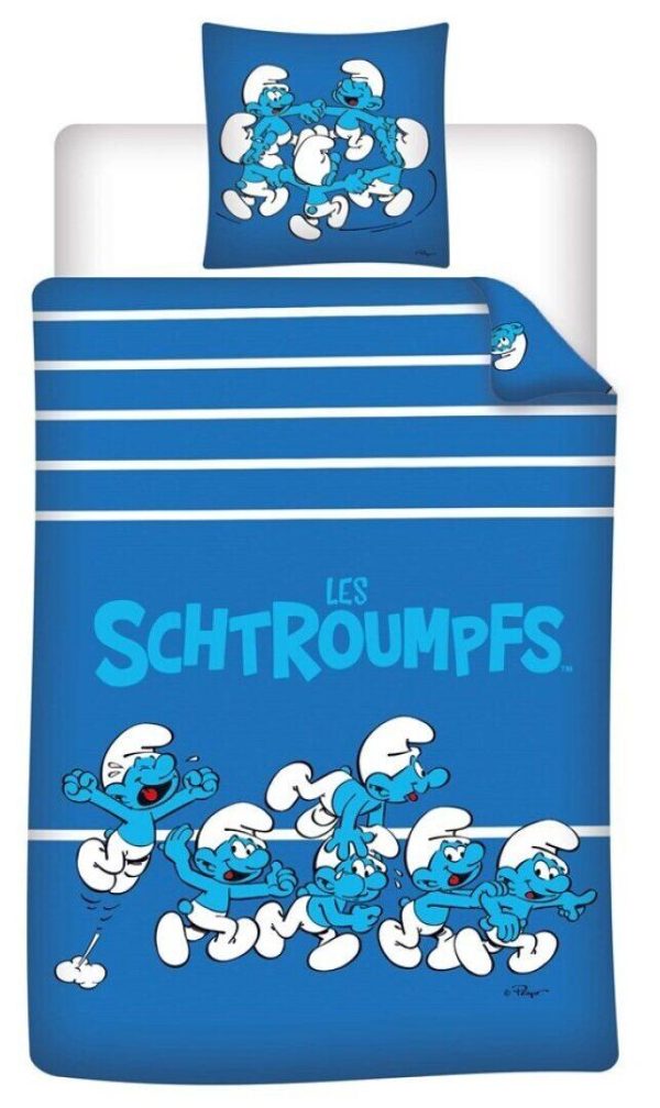 Smurfen dekbedovertrek katoen 140 x 200 cm 63x63cm - Afbeelding 2