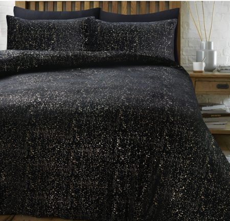 Sleeptime Glamour Flanel Sprankle Foil Zwart 140 x 200/220 cm