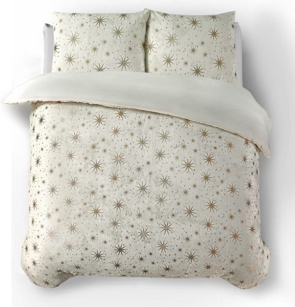 Sleeptime Glamour Flanel Stars Foil Creme 240 x 200/220 cm - Afbeelding 2
