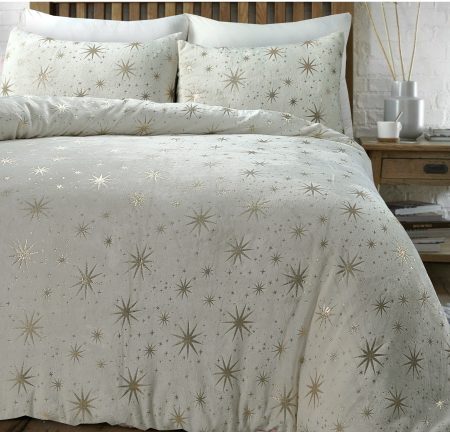 Sleeptime Glamour Flanel Stars Foil Creme 140 x 200/220 cm