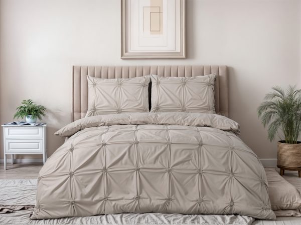 Sleeptime Punch pintuck Taupe 140 x 200/220 cm - Afbeelding 2