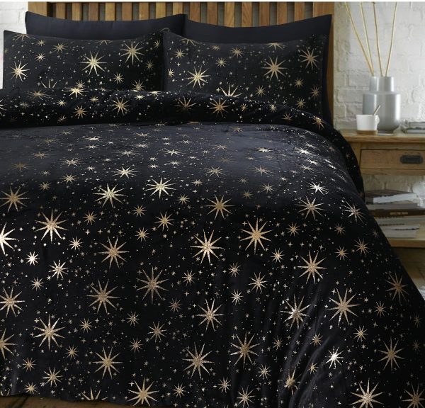 Sleeptime Glamour Flanel Stars Foil Zwart 140 x 200/220 cm