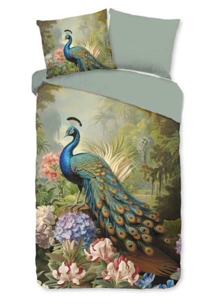 Good Morning Dekbedovertrek "bloemen en pauw" - Multi - (140x200/220 cm) - Katoen