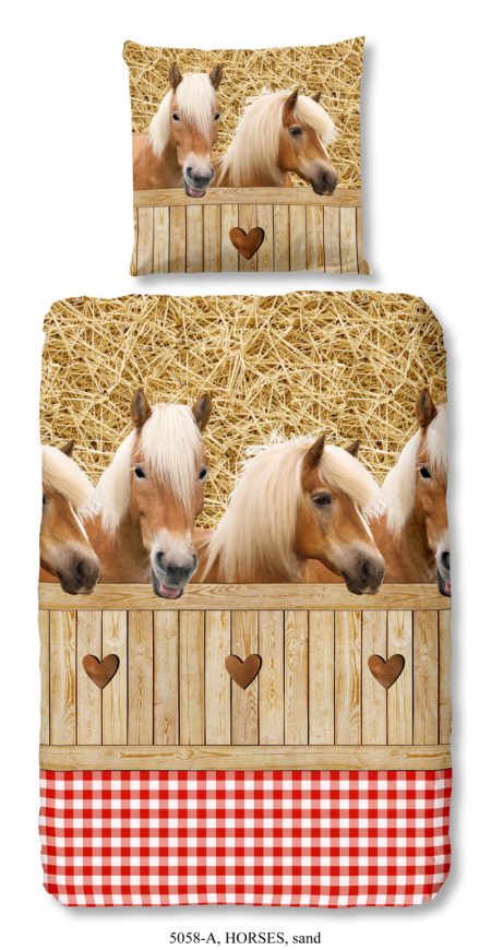 Good Morning Kinderdekbedovertrek "Haflinger paarden" - Zand - (135x200 cm) - Katoen