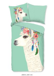 Good Morning Kinderdekbedovertrek "lama" - Mint - (135x200 cm) - Katoen