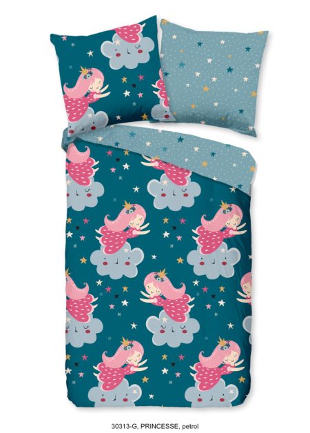 Good Morning Kinderdekbedovertrek "princes" - Petrol - (135x200 cm) - Katoen