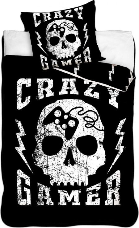 Gamer Dekbedovertrek Glow in the Dark  zwart 140 x 200 cm - 70 x 90 cm