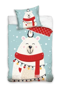 Kerst dekbedovertrek Ijsbeer met Sjaal 140 x 200 cm