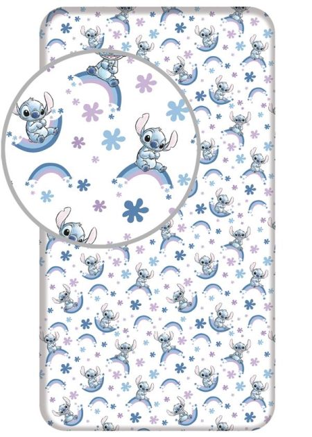 Stitch hoeslaken Regenboog -Eenpersoons - 90 x 200 cm - Katoen