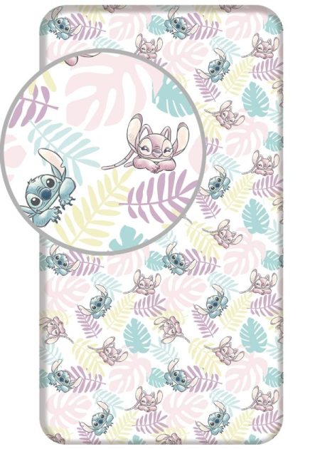 Stitch hoeslaken Bladeren - Eenpersoons - 90 x 200 cm - Katoen