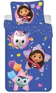 Gabby's Dollhouse dekbedovertrek blauw 140 x 200 cm - polyester- 63 x 63 cm