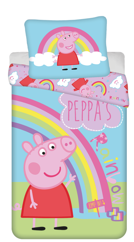 Peppa Pig dekbedovertrek Regenboog 140 x 200 cm - 70 x 90 cm - katoen