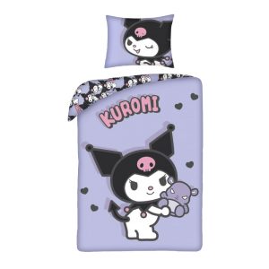 Kuromi Dekbedovertrek 140 X 200 cm - 70x90 cm - lila/paars Polyester