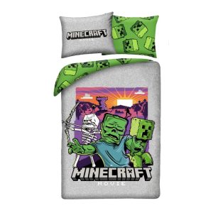 Minecraft Dekbedovertrek Zombie - 140 x 200 cm - 70 x 90 cm -  Polyester grijs