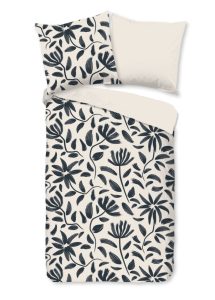 Good Morning Dekbedovertrek "getekende bloemen" - Wit - (155x220 cm) - Katoen