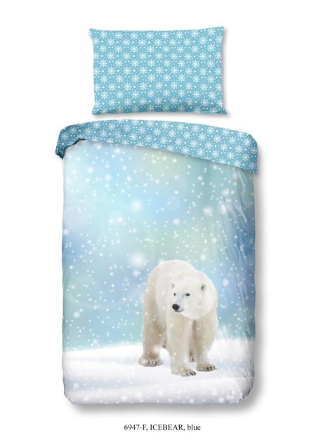Good Morning Kinderdekbedovertrek "ijsbeer" - Blauw - (135x200 cm) - Katoen Flanel
