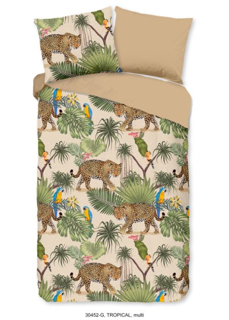 Good Morning Dekbedovertrek "luipaard met bladeren" - Zand - (140x200/220 cm) - Katoen