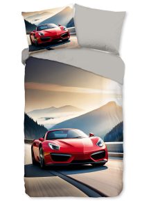Good Morning Kinderdekbedovertrek "rode sportieve auto" - Multi - (140x200/220 cm) - Katoen
