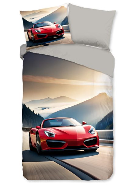 Good Morning Kinderdekbedovertrek "rode sportieve auto" - Multi - (140x200/220 cm) - Katoen
