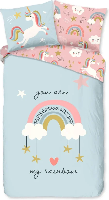 Good Morning dekbedovertrek eenhoorn(140x220 cm) - Katoen