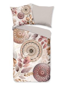 HIP Dekbedovertrek "mandalas & bladeren" - Grijs - (155x220 cm) - Katoen Satijn