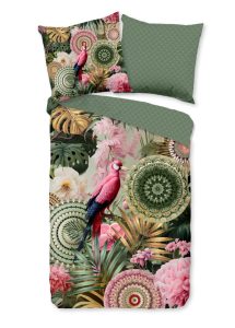 HIP Dekbedovertrek "mandalas, tropisch, bloemen" - Groen - (155x220 cm) - Katoen Satijn