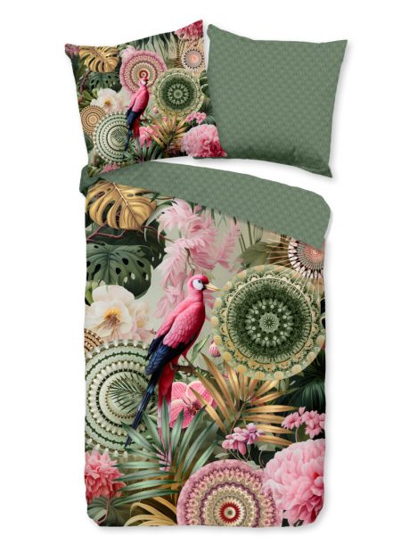 HIP Dekbedovertrek "mandalas, tropisch, bloemen" - Groen - (200x200 cm) - Katoen Satijn