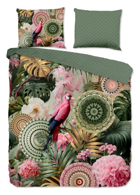 HIP Dekbedovertrek "mandalas, tropisch, bloemen" - Groen - (240x200/220 cm) - Katoen Satijn