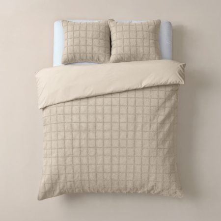 Sleeptime Faux Fur Check Beige 240x200/220 cm