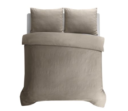 Sleeptime Leaves 3D Taupe/Grijs 200 x 200/220 cm