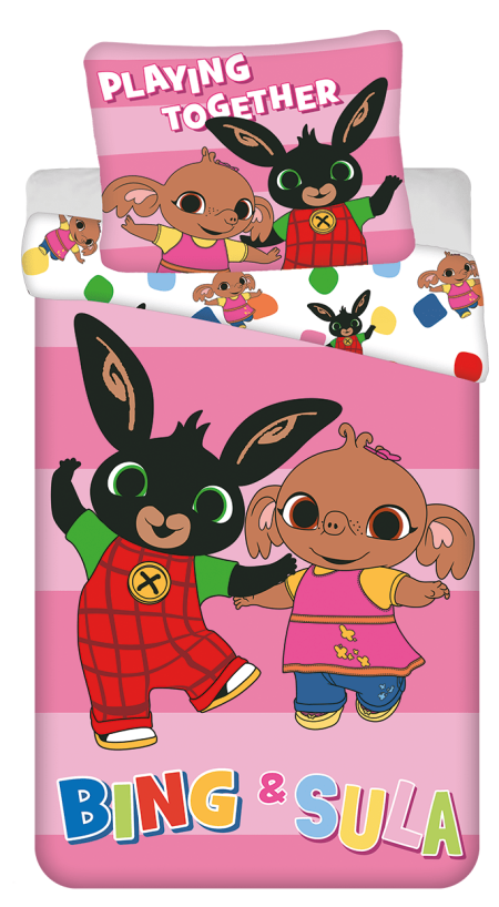Bing en Sula peuterdekbedovertrek - 100 x 135 cm roze