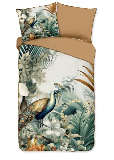 Descanso Dekbedovertrek "bladeren en vogels" - Multi - (140x200/220 cm) - Katoen Satijn