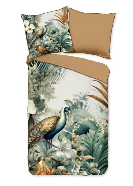 Descanso Dekbedovertrek "bladeren en vogels" - Multi - (155x220 cm) - Katoen Satijn