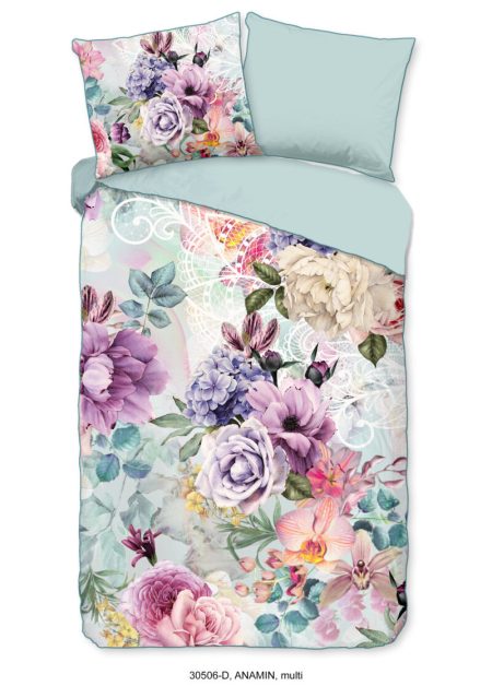 Descanso Dekbedovertrek "bloemen" - Multi - (140x200/220 cm) - Biologisch Katoen satijn