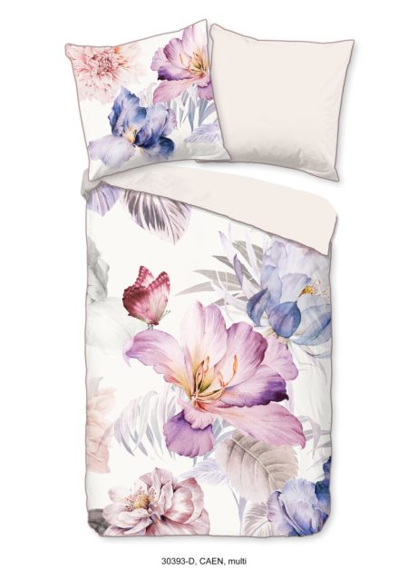 Descanso Dekbedovertrek "bloemen" - Multi - (155x220 cm) - Biologisch Katoen satijn