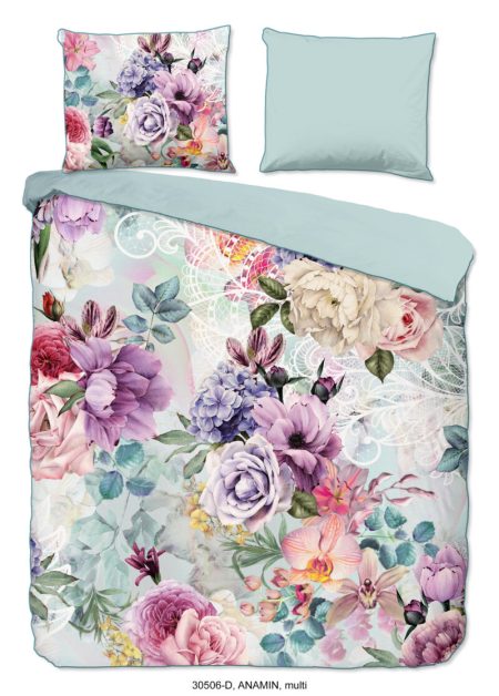Descanso Dekbedovertrek "bloemen" - Multi - (200x200/220 cm) - Biologisch Katoen satijn