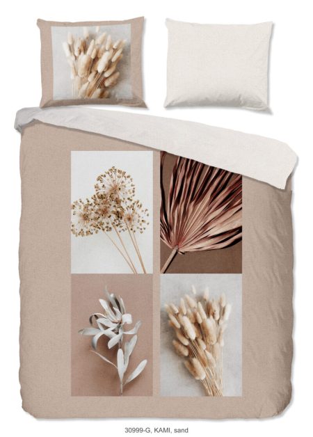 Good Morning Dekbedovertrek "droog bloemen" - Zand - (200x200/220 cm) - Katoen