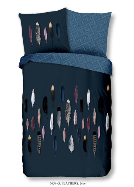 Good Morning Dekbedovertrek "veren" - Blauw - (200x200 cm) - Katoen