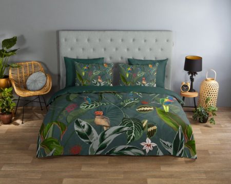 Good Morning Dekbedovertrek "vogels en bladeren" - Groen - (240x200/220 cm) - Katoen