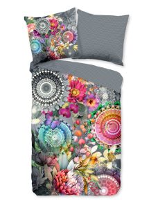 HIP Dekbedovertrek "mandalas en bloemen" - Grijs - (135x200 cm) - Katoen Satijn