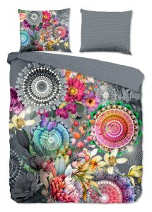HIP Dekbedovertrek "mandalas en bloemen" - Grijs - (240x200/220 cm) - Katoen Satijn