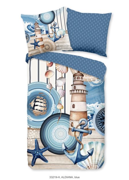 HIP Dekbedovertrek "mandalas/ maritiem" - Blauw - (135x200 cm) - Katoen Satijn