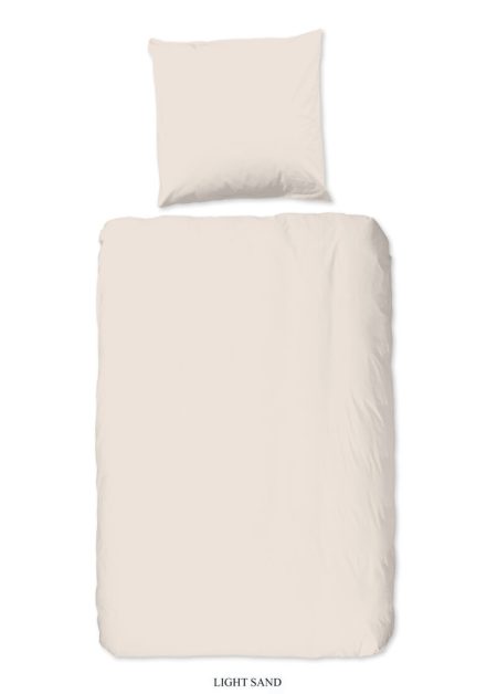 HIP Dekbedovertrek "uni dessin" - Zand - (135x200 cm) - Katoen Satijn