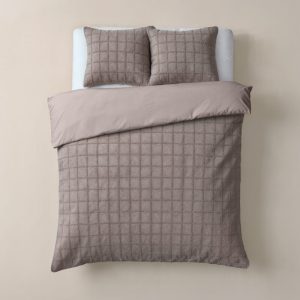Sleeptime Faux Fur Check Taupe 200x200/220 cm