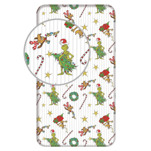 Grinch hoeslaken-Eenpersoons - 90 x 200 cm - Katoen