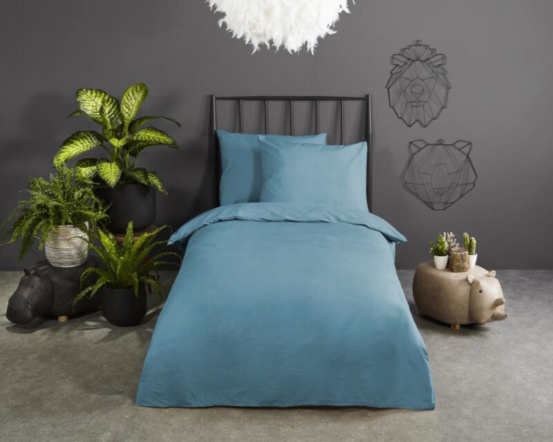 Good Morning Dekbedovertrek "Uni" - Blauw - (120x150 cm) - 100% Katoen - Afbeelding 3
